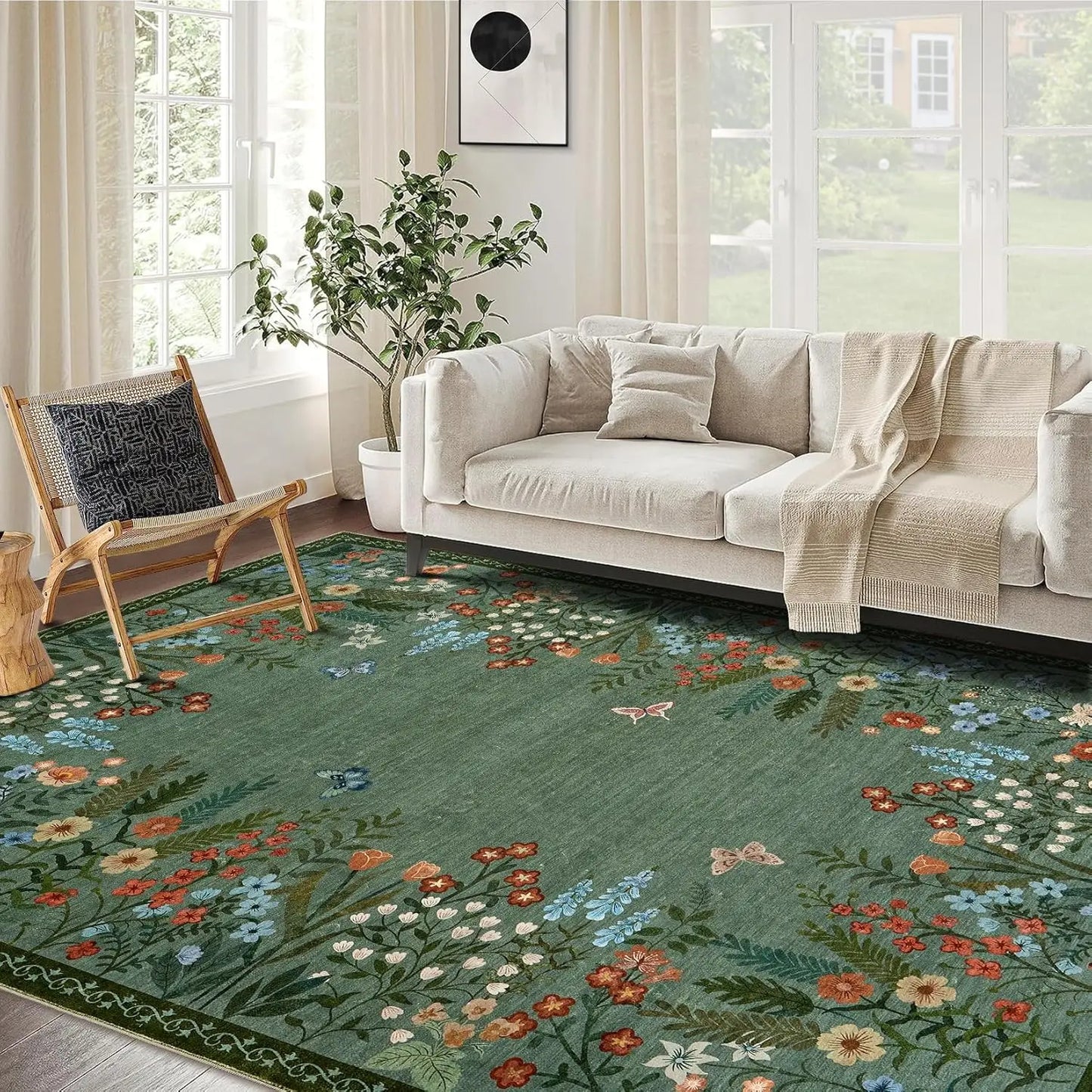 Floral Area Rug , Non Slip