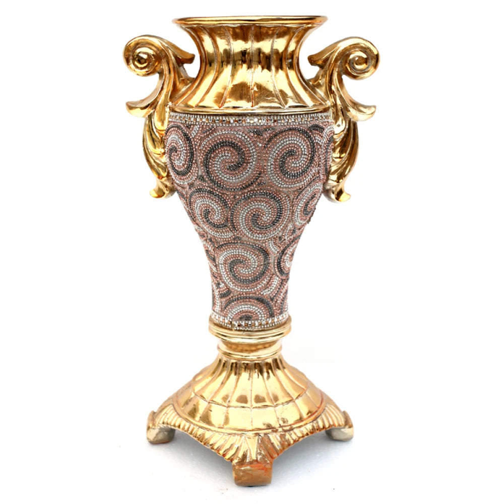 Ambrose Chrome Plated Crystal Embellished Ceramic Vase