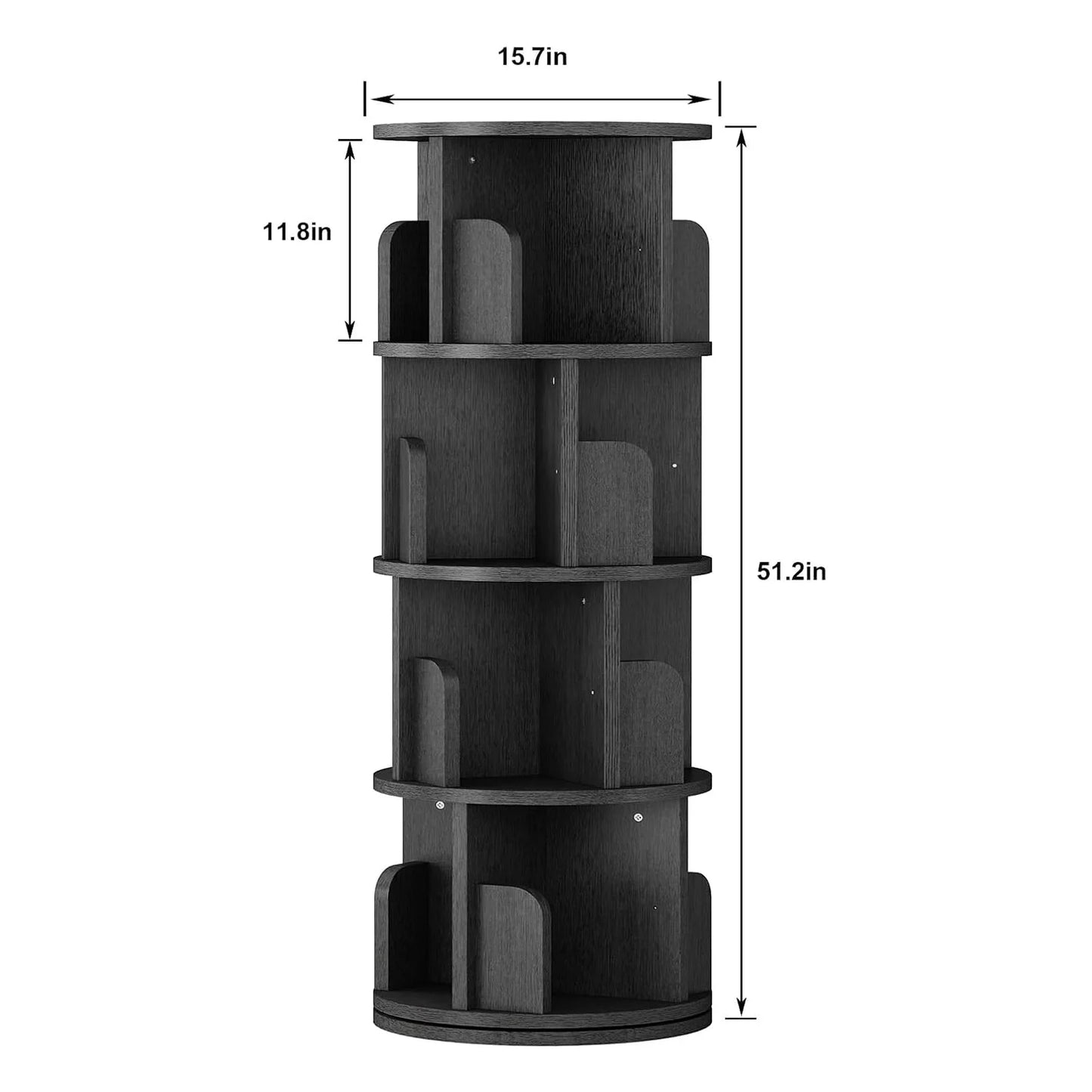4 Tier Rotating Bookshelf Tower Floor Standing Storage Rack 360 Degree Revolvin Bookcase  Narrow Bookshelf Organizer for Home