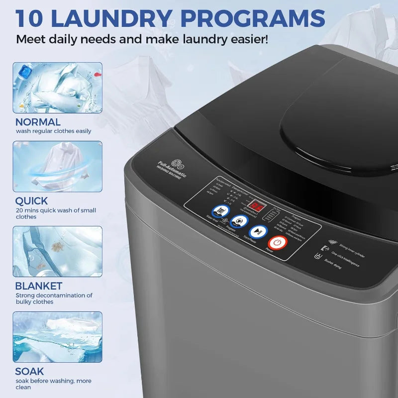 Portable Washing Machine, 20Lbs Capacity Full-Automatic Portable Washer Machine, 2.8Cu.ft Washer and Dryer Combo