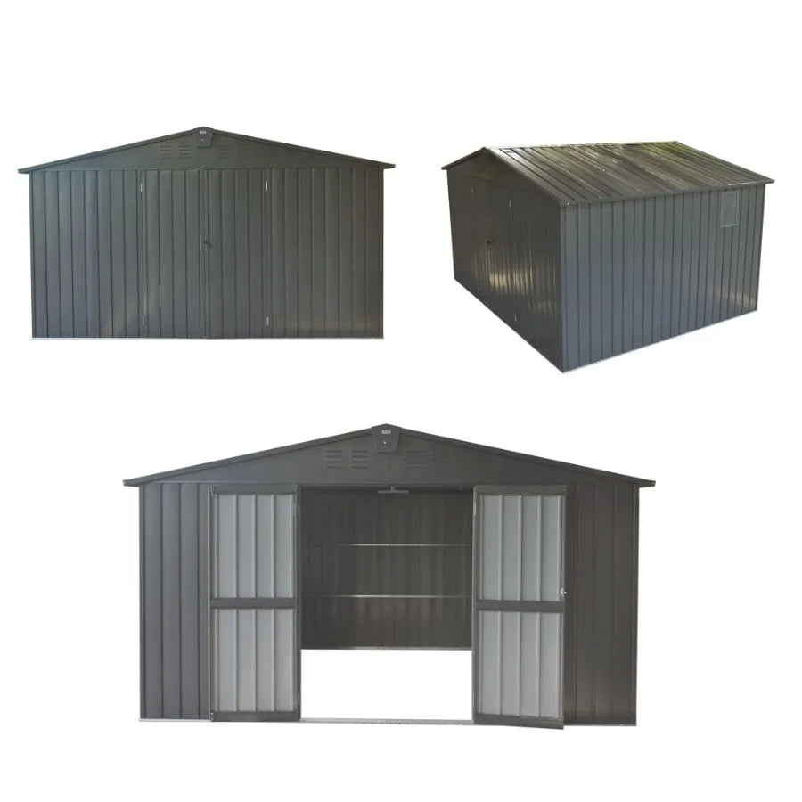 Backyard Storage Shed 11' x 12.5' with Galvanized Steel Frame and Windows Outdoor Garden Shed Metal Utility Tool Storage Room w