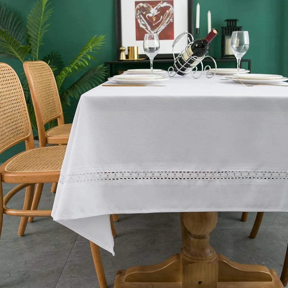Heavy Duty Polyester Tablecloth Waterproof Wrinkle Free Stain Resistant Oil Proof Faux Linen Weddings Parties Banquets Dining