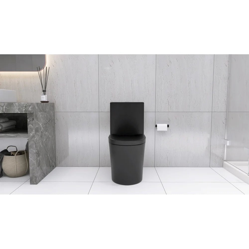 Matte Black Elongated One Piece Toilet Dual Flush 1.1/1.6 GPF Water Saving Map 1000g,Matte Black
