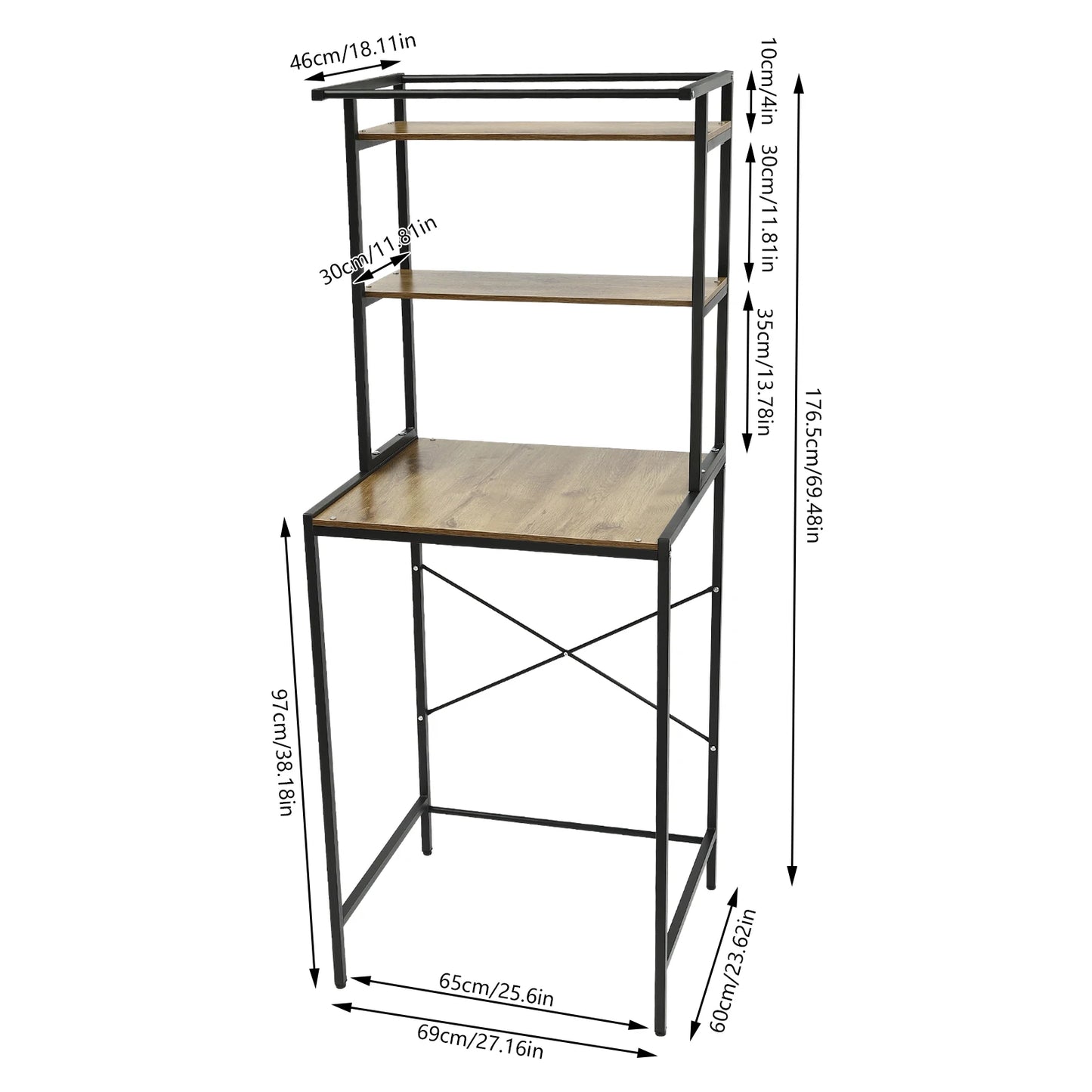 Over Washer and Dryer Storage Shelves 3 Tiers Standing Clothes Drying Rack with Basket for Laundry Room Balconies Porches