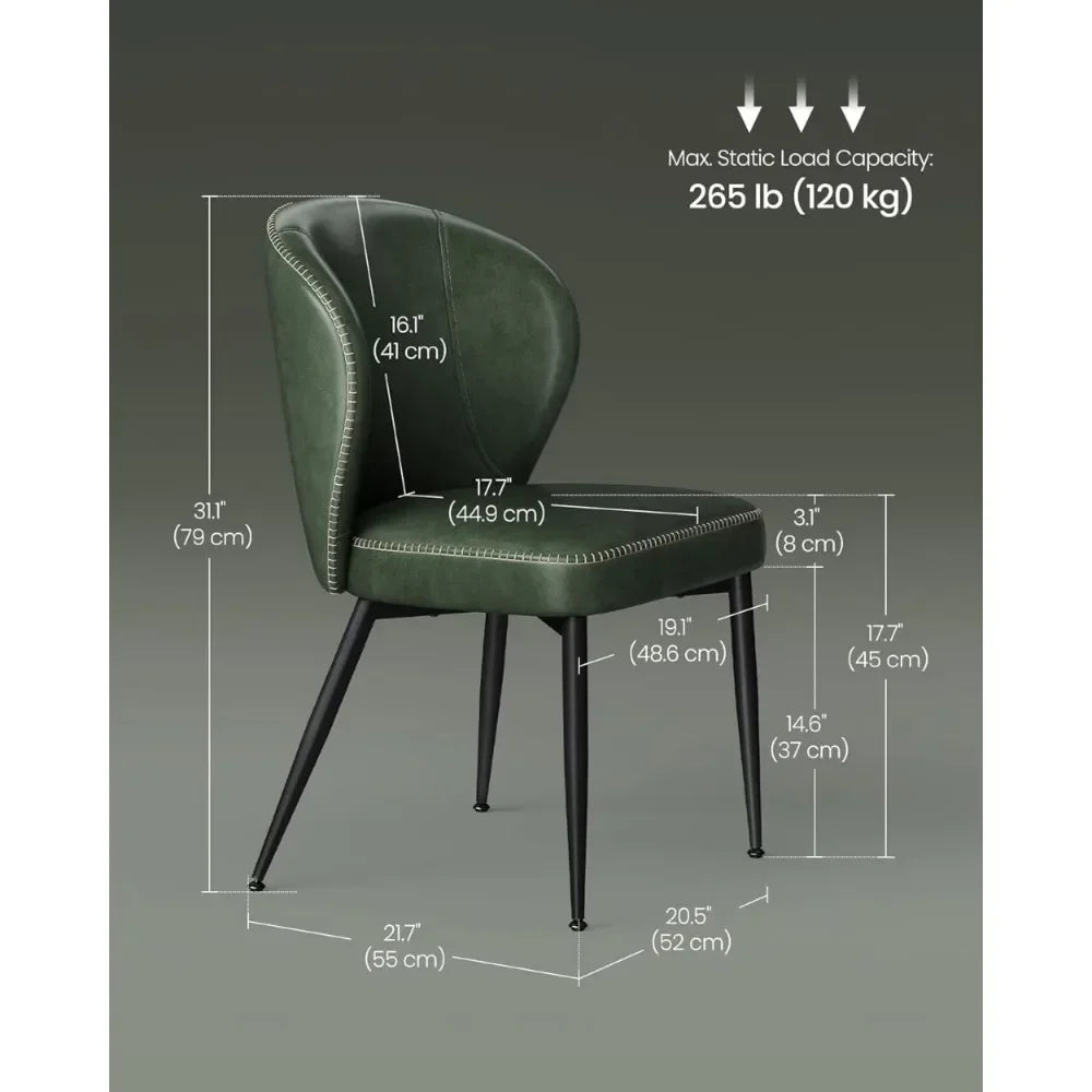 Dining Chairs Set of 6, Upholstered Kitchen Chairs, Comfortable Seat, Synthetic Leather with Stitching