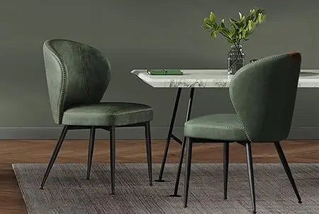 Dining Chairs Set of 2, Upholstered Kitchen Chairs, Comfortable Seat, Synthetic Leather with Stitching, Mid-C