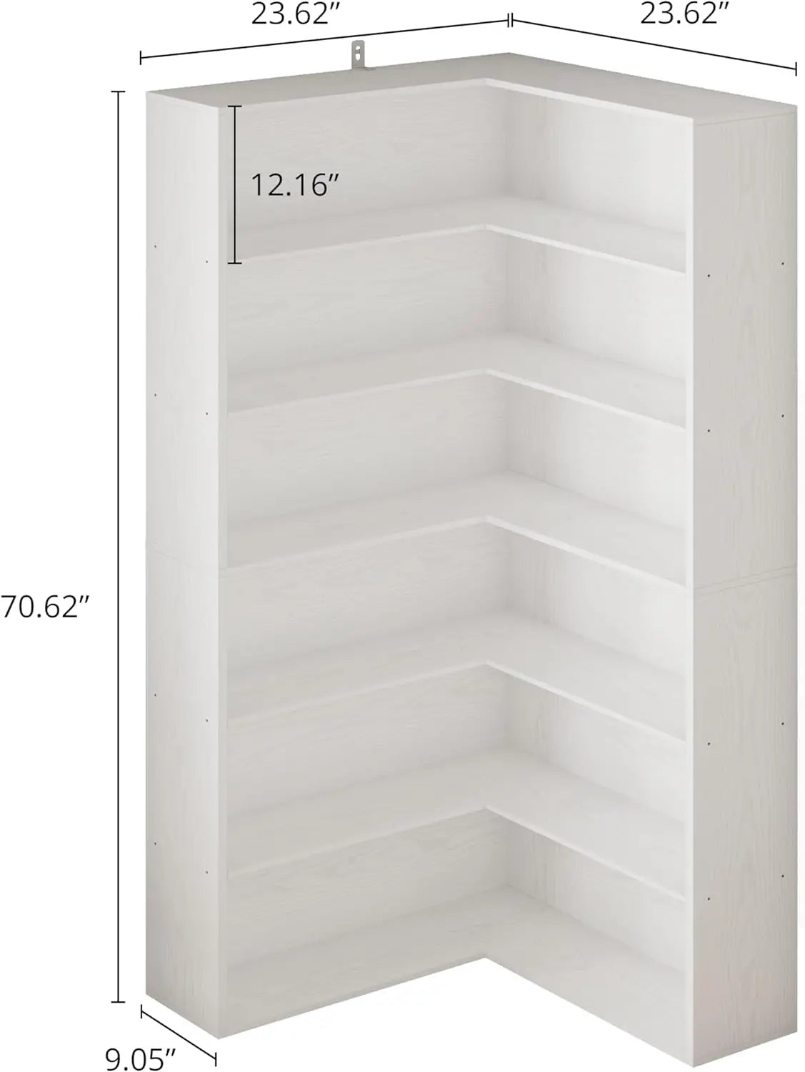 Corner Bookshelf with Baffles, Corner Bookcases 6 Tiers, Shelf Storage Rack for Living Room, Home Office