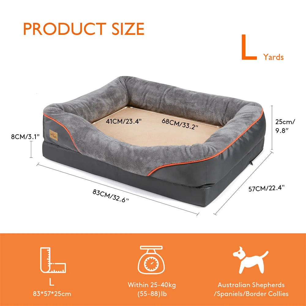 Jumbo Large Orthopedic Dog Bed Memory Foam Pet Sofa Couch Waterproof Elevated Cushion  Removable Cover
