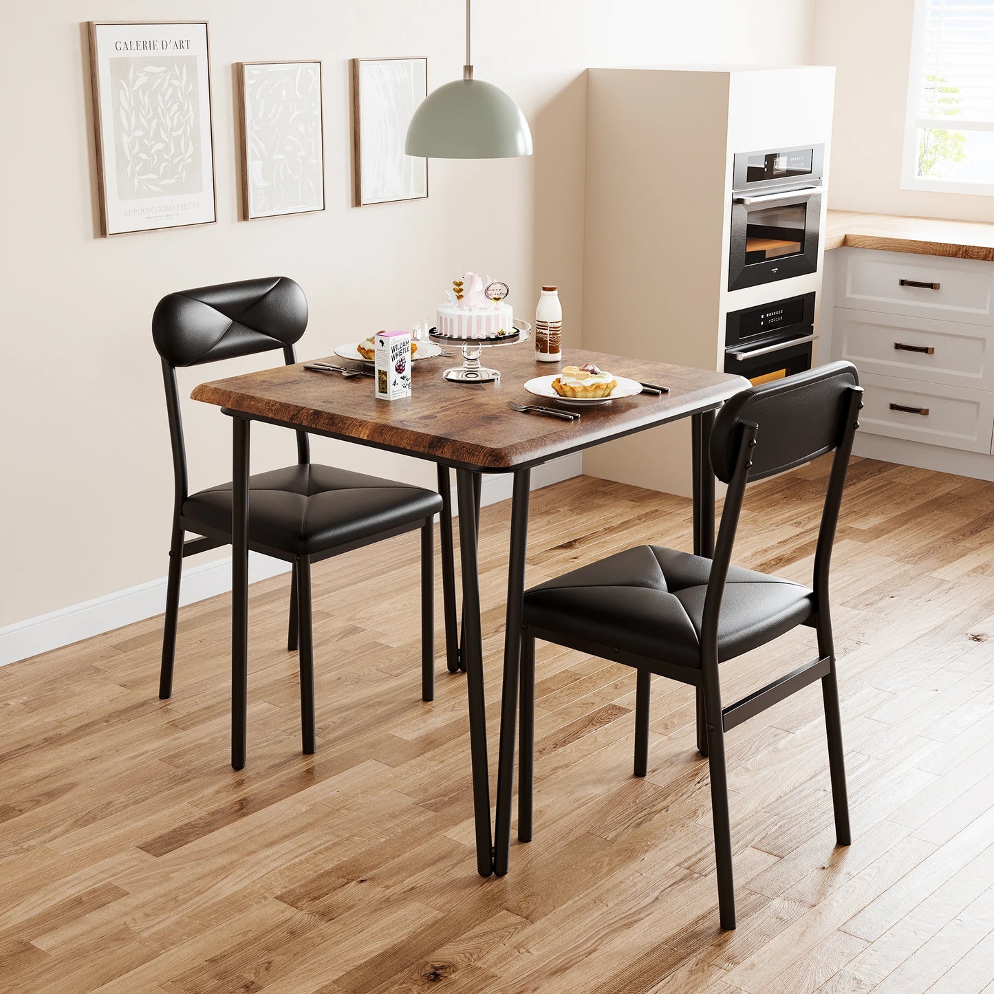Small Dining Table Sets for 2 with Upholstered Chairs
