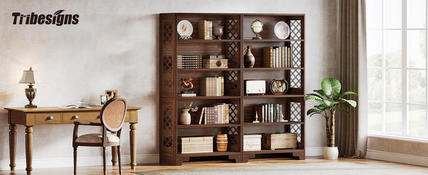 6-Tier Bookcase, 71 Inches Industrial Bookshelves and Bookcases, Floor Standing 5 Shelf Display Storage Shelves