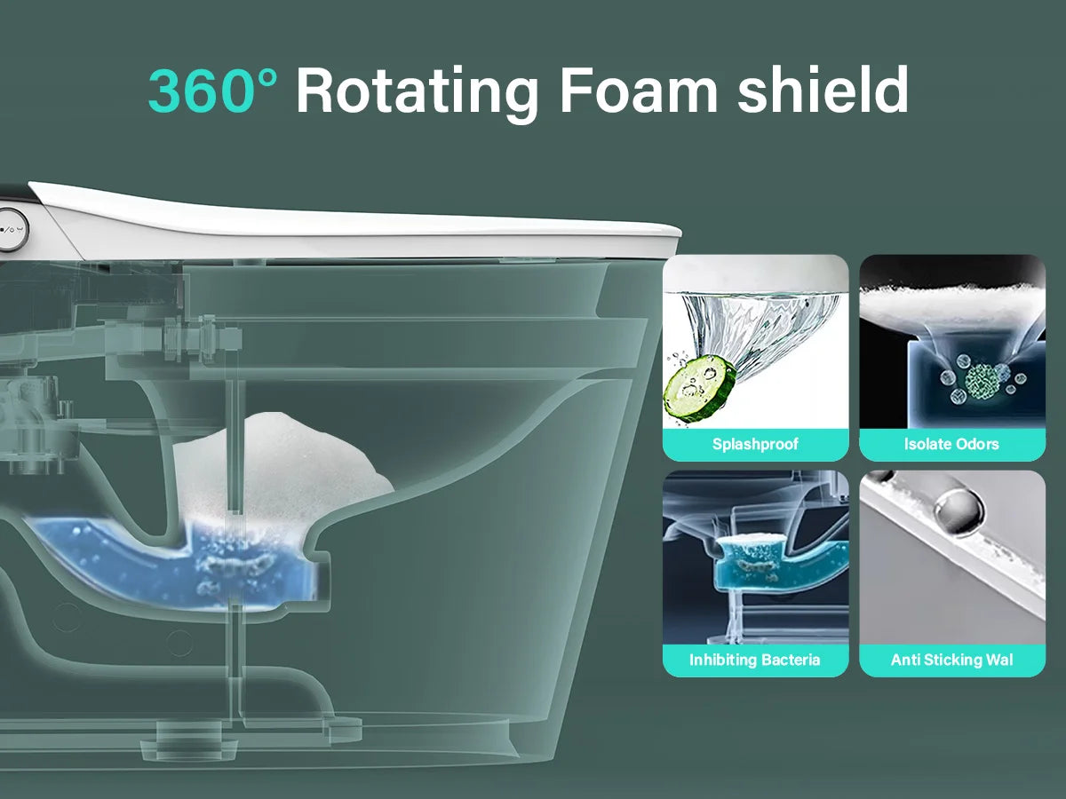 Elongated Smart Toilet with Bidet Built in, Foam Dispenser, Instant Warm Water, One-Piece Toilet with Dual Auto Flush in 1.28GPF