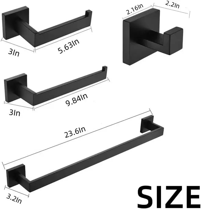 5Pcs Bathroom Hardware Set, 304 Stainless Steel Bathroom Accessories Set Include Towel Bar Hand Towel Holder Toilet Paper Holder