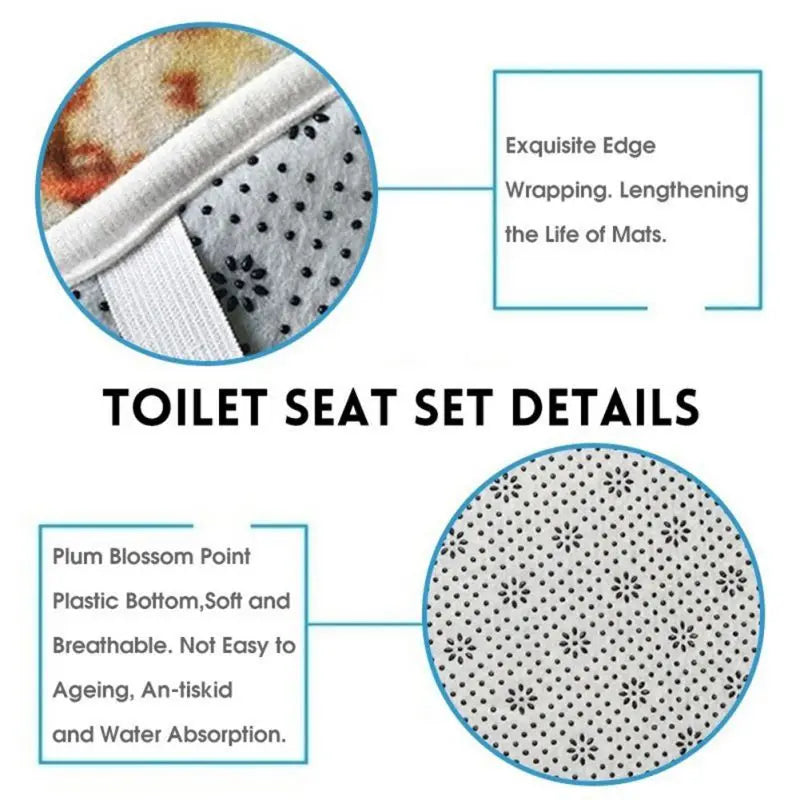 4pcs Set Doormat Shower Curtain with Non-Slip Rugs Toilet Seat Cover Bath Carpet Durable Waterproof