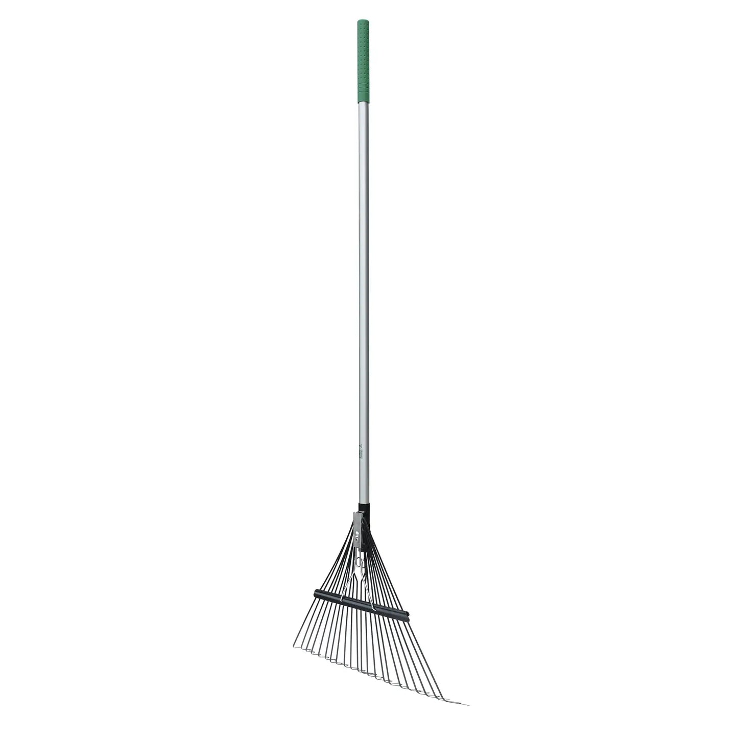 Fiberglass Long Handle 22-Tine Steel Leaf Rake with Comfort End Grip