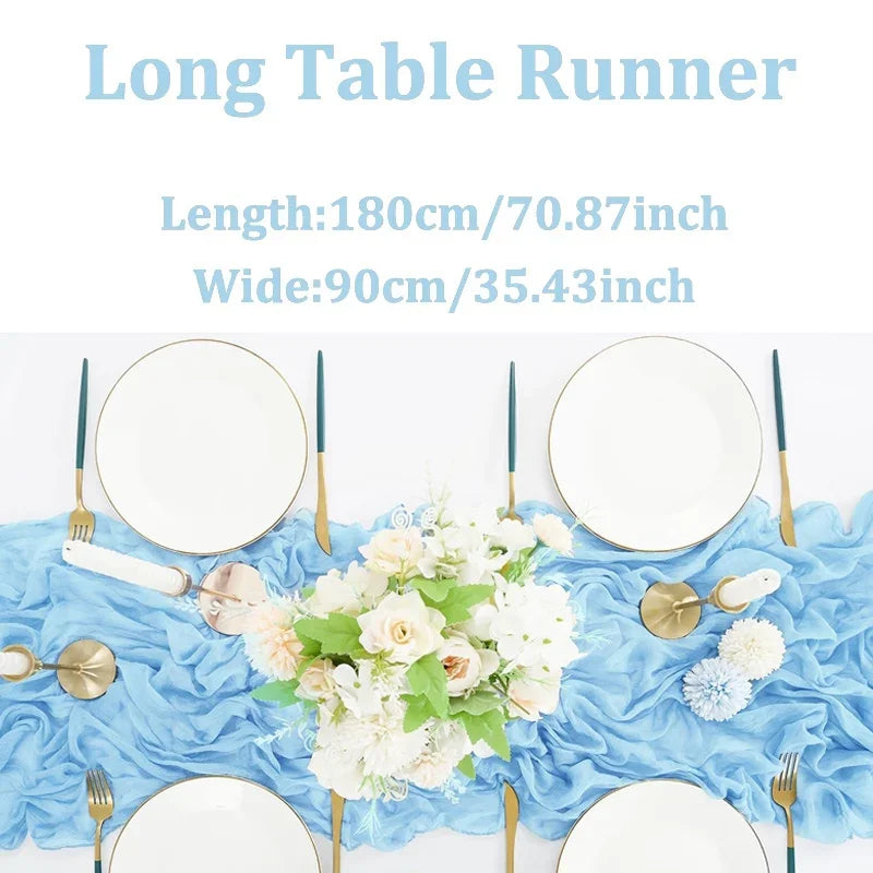 1pc Cheesecloth Table Runner,Country Style Gauze Cheese Cloth Tablecloth For Wedding,Bridal Shower,Baby Shower,Birthday Party