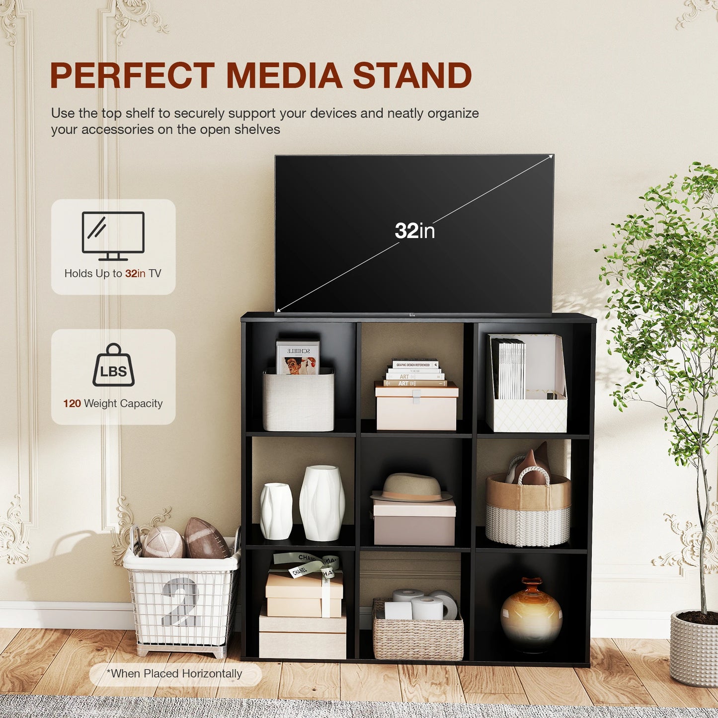 9 Cube Storage Organizer Wooden Shelf Bookcase Open Bookshelf for Living Room and Home Office Display Storage Bookcase