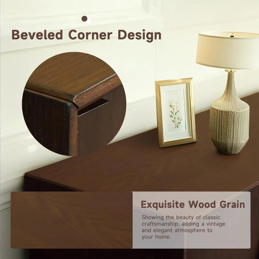 59" Sideboard Buffet Cabinet Retro Accent Storage Cabinet with Magnetic Door Latches Adjustable Shelf for Living Room Kitchen