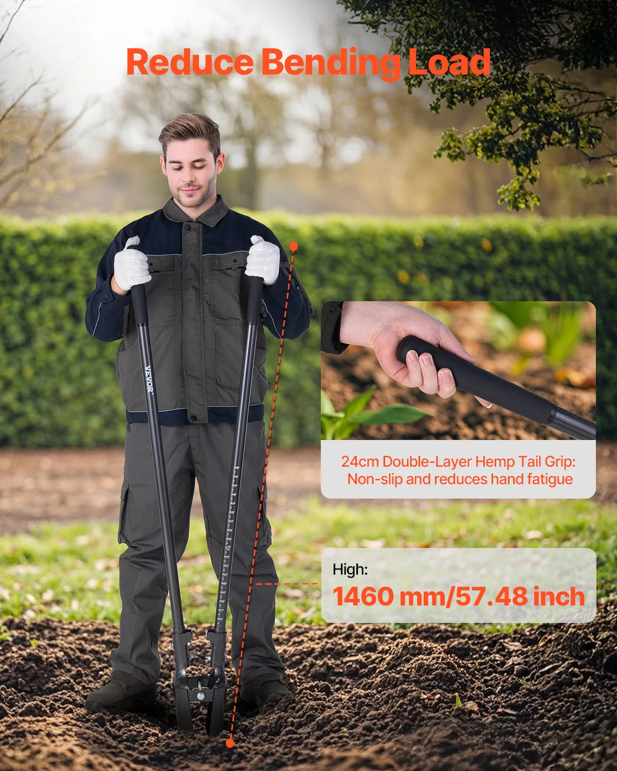 Post Hole Digger Heavy Duty Post Hole Digger Manual Hole Digger with Scale Markings Post Hole Digger for Digging Gardening