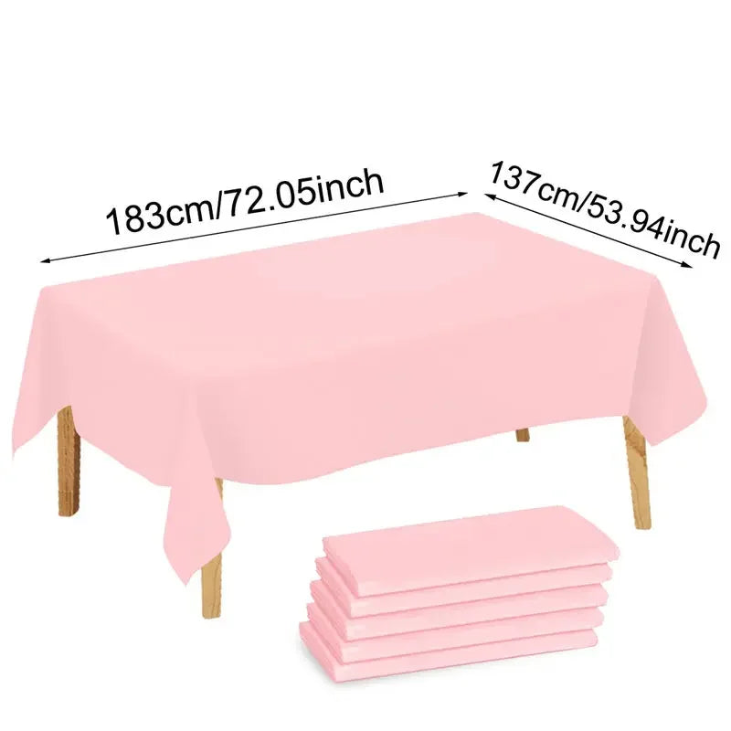 1/5 Pcs Multi Solid Color Disposable Plastic Tablecloth 137×183cm