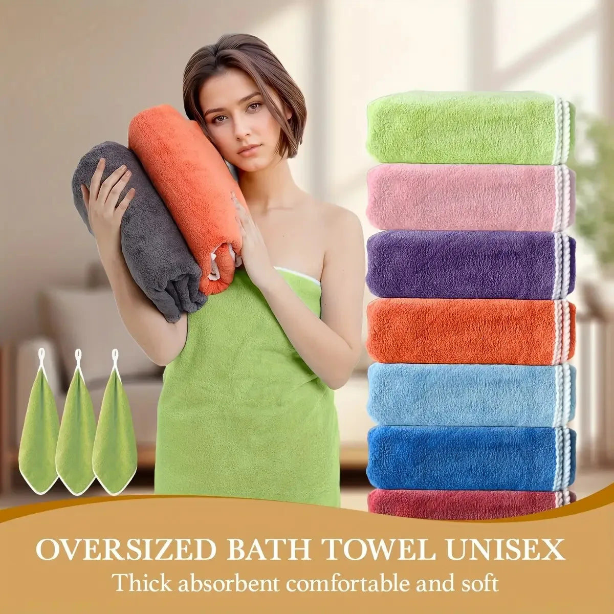 8PCS Luxury Bath Towel Set- Ultra Soft High Absorbency Microfiber Flannel Towels, Plush Towel Collection, Ultrasoft Fabric