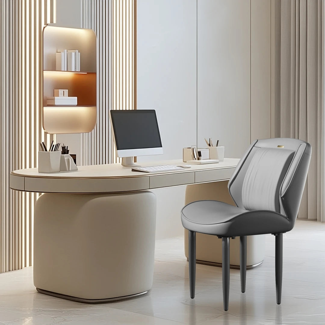 2Pcs PU Leather Dining Chairs Armless Wide Back Modern Accent Chairs for Dining Room Kitchen Suitable for All Tables