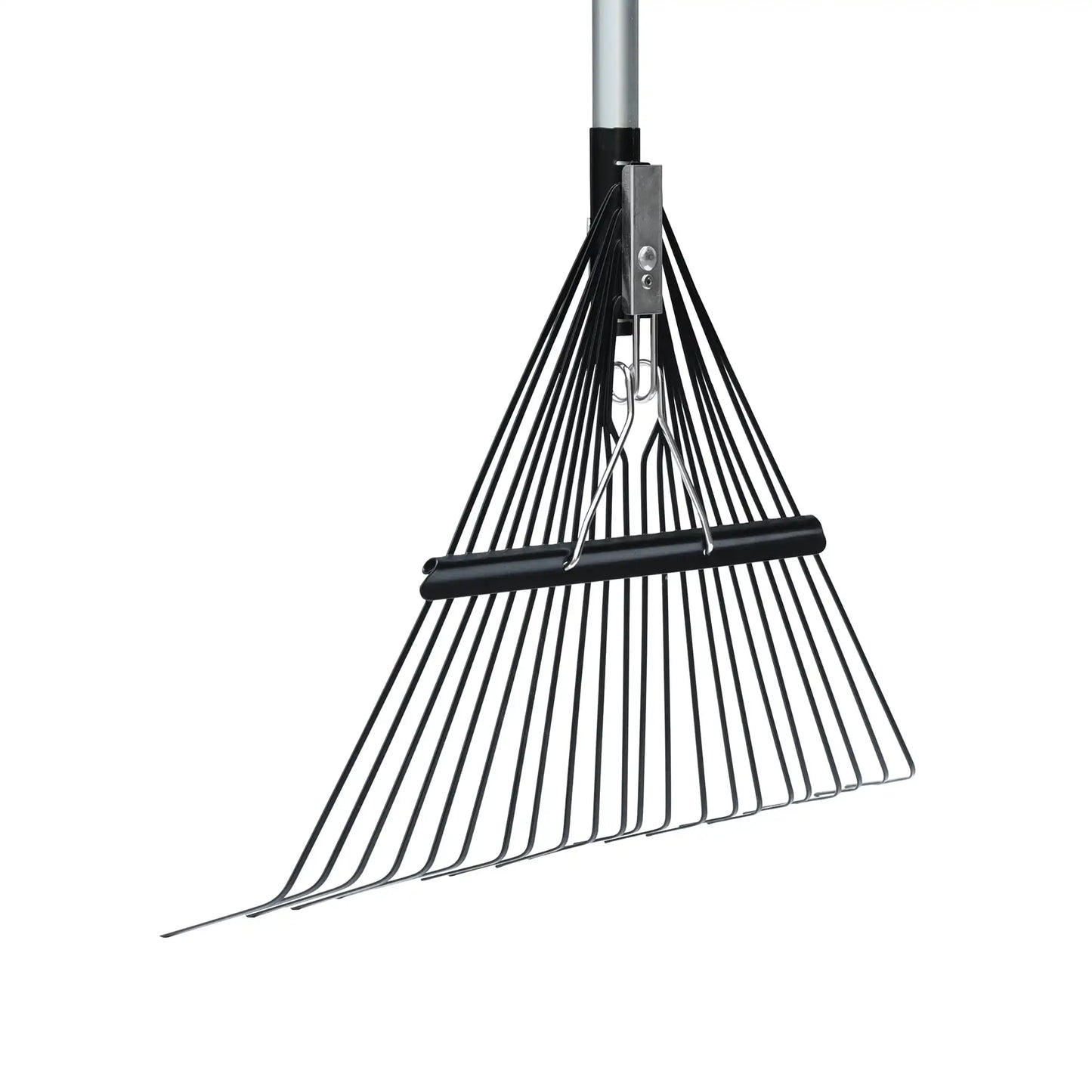 Fiberglass Long Handle 22-Tine Steel Leaf Rake with Comfort End Grip