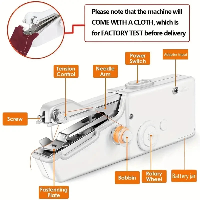 1pc Portable Handheld Sewing Machine with Adjustable Speed - USB Powered