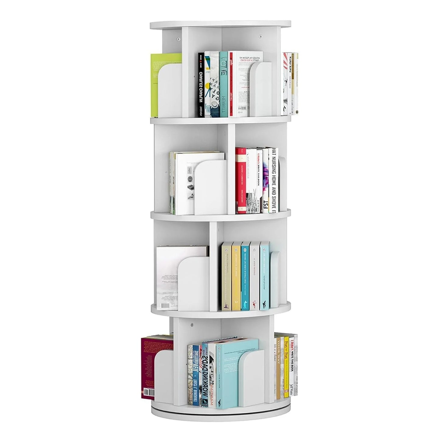 4 Tier Rotating Bookshelf Tower Floor Standing Storage Rack 360 Degree Revolvin Bookcase  Narrow Bookshelf Organizer for Home