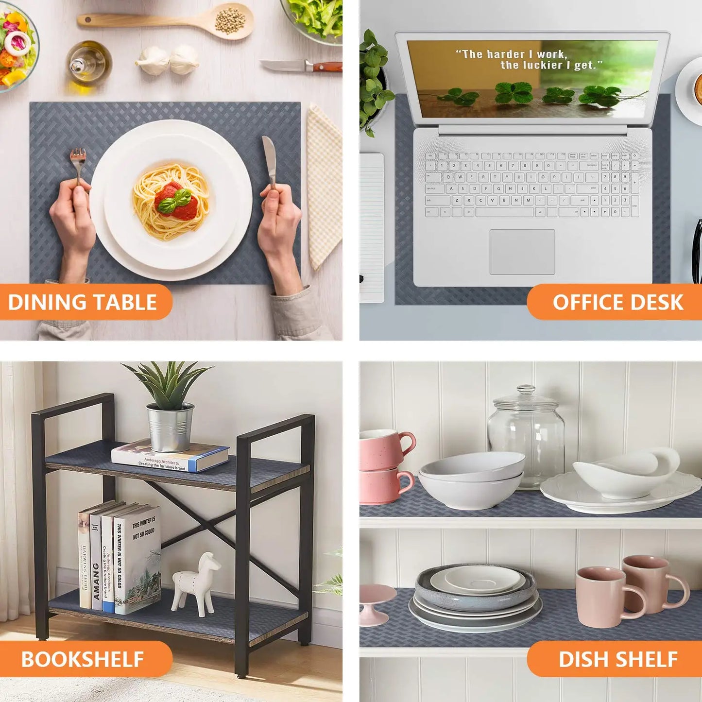 Shelf Liner for Kitchen Cabinet Non-Adhesive Non-Slip Waterproof  Easy to Clean for Shelves, Desks