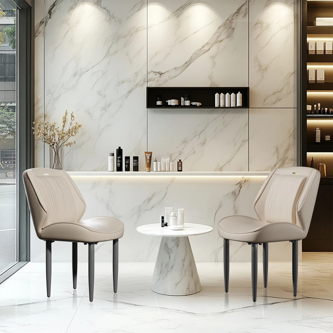 2Pcs PU Leather Dining Chairs Armless Wide Back Modern Accent Chairs for Dining Room Kitchen Suitable for All Tables