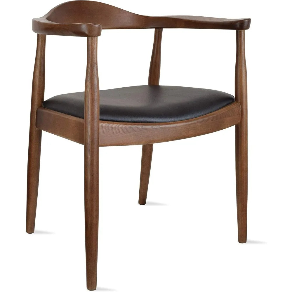 Solid Wood Farmhouse Dining Chairs with PU Leather Cushion Seat