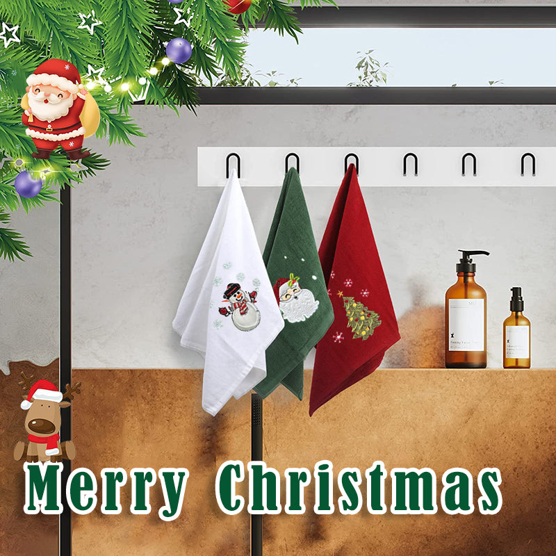 New Year Towel Classic Solid Xmas Tree/Snowman/Santa Claus Embroidery Bath Towel 45x30cm Christmas Hand Towels Set