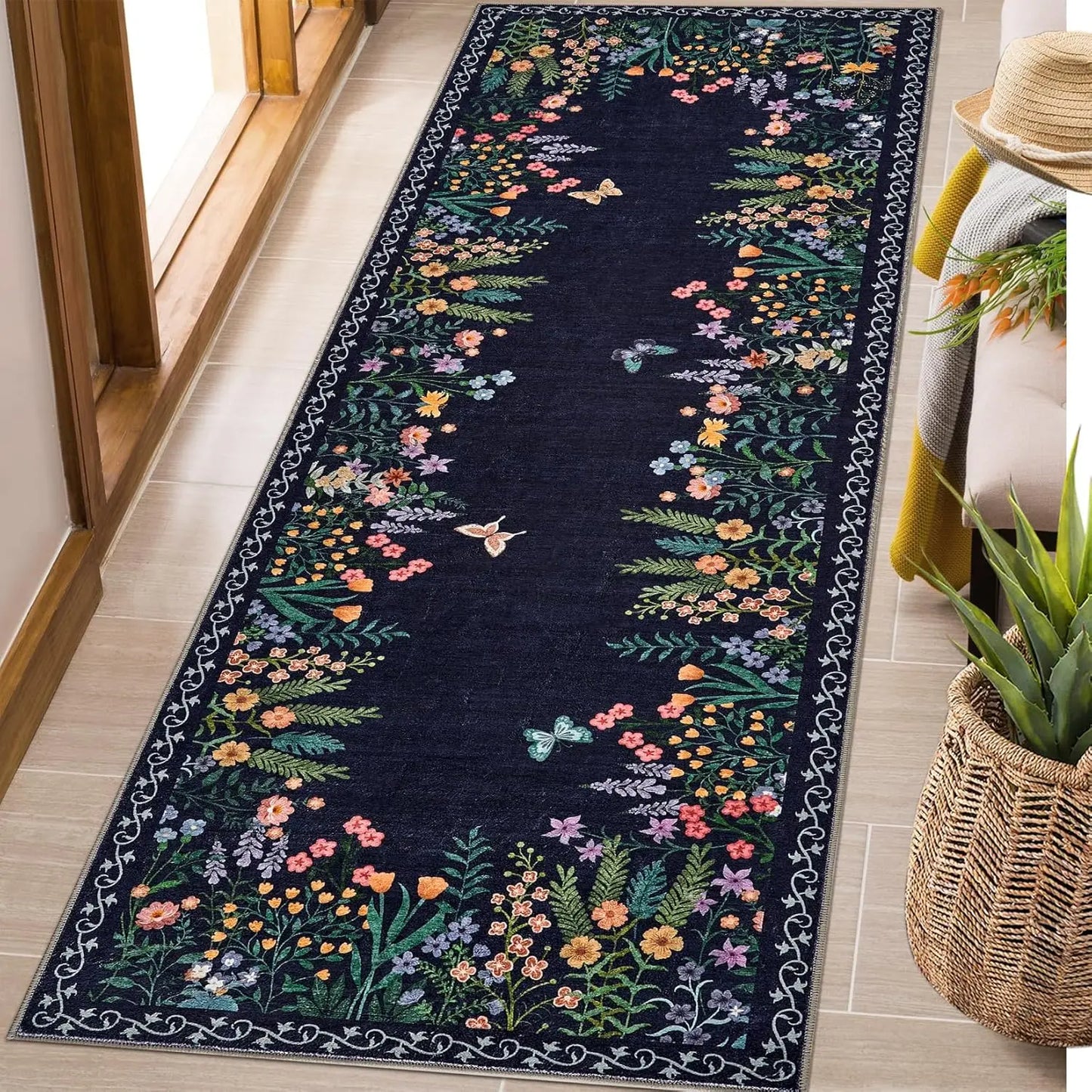 Washable Floral Rug ,Soft ,Non Slip