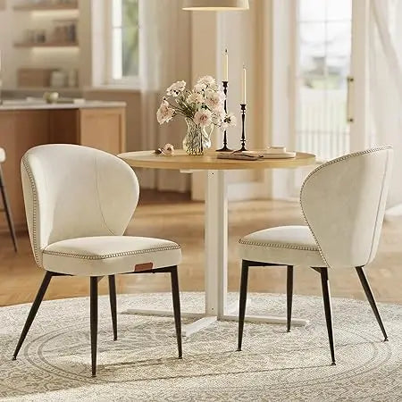 Dining Chairs Set of 2, Upholstered Kitchen Chairs, Comfortable Seat, Synthetic Leather with Stitching, Mid-C