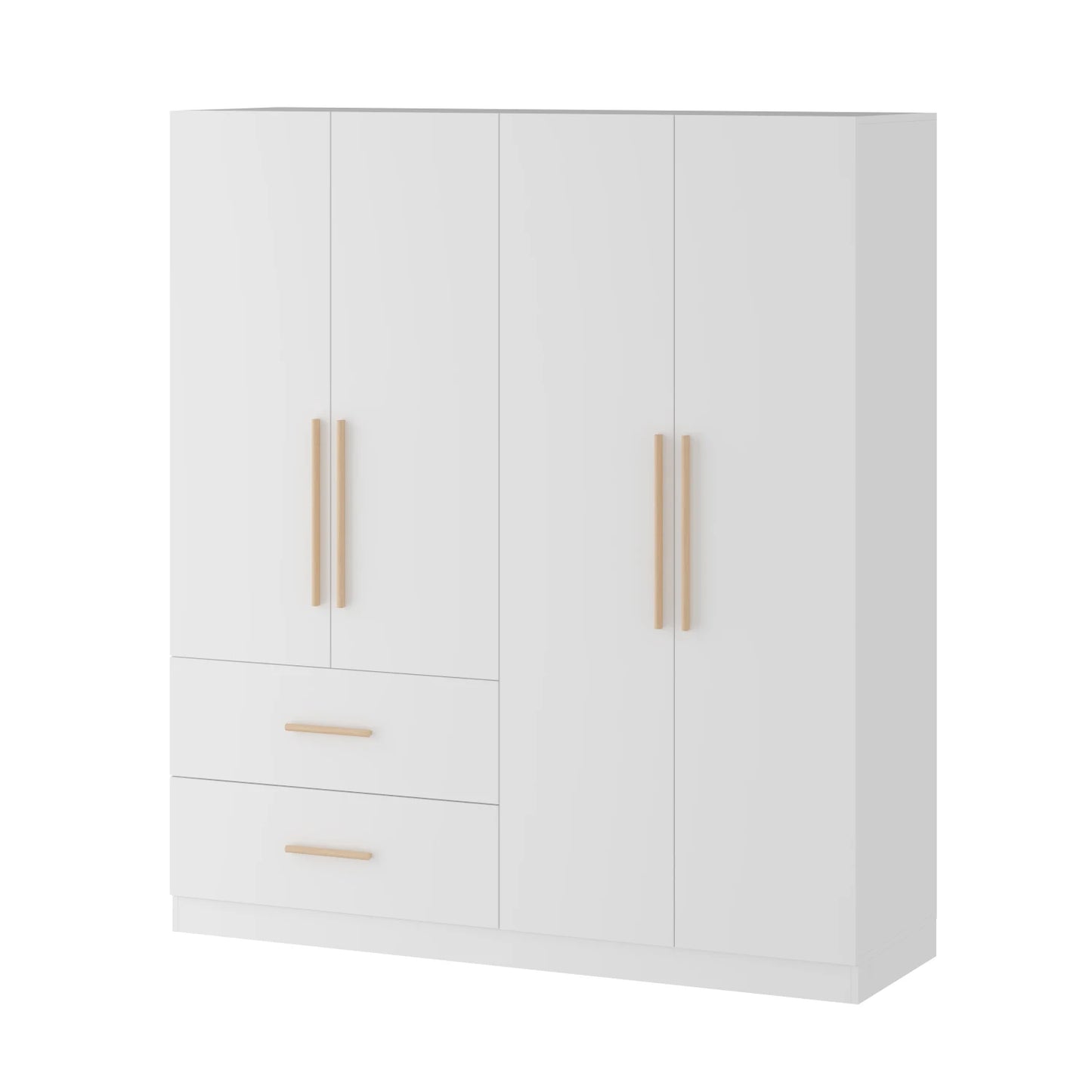 Modern Wardrobe Armoire Closet with 2 Drawers, 6 Storage Cubes & 2 Hanging Rods