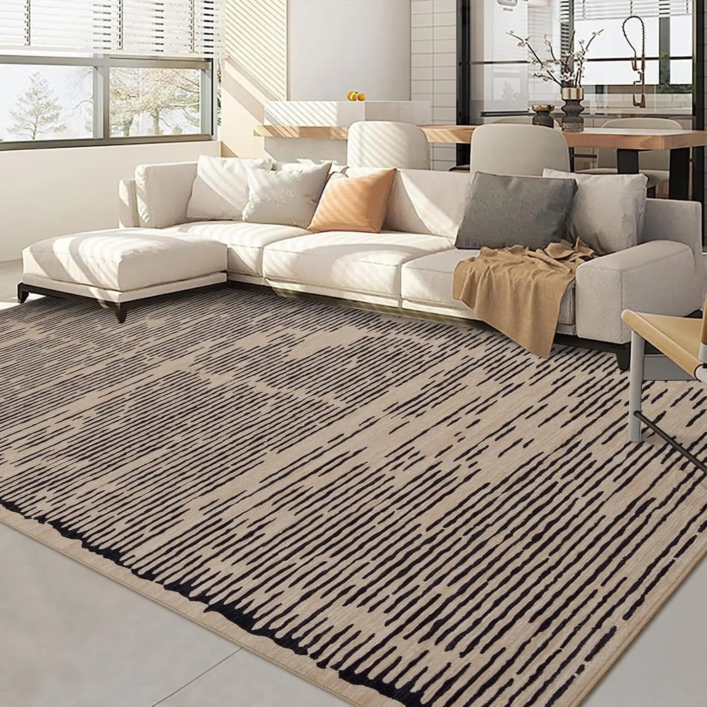 Washable Modern Stripe Carpet Non Slip