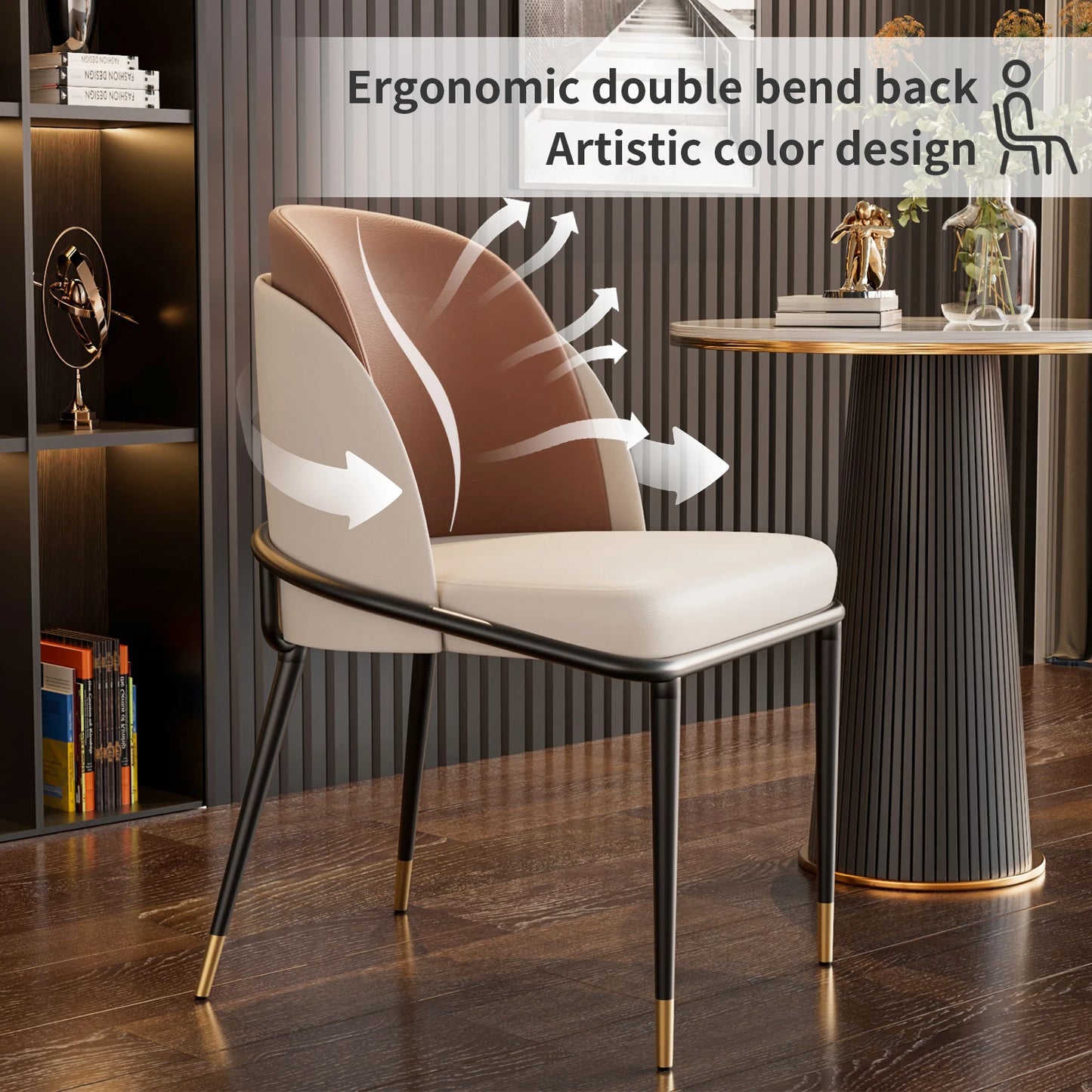 Luxury Set Of 2 Dining Chairs Kitchen Accent Leisure Microfiber Leather Living Room Chairs for Dining,Kitchen,Study Room