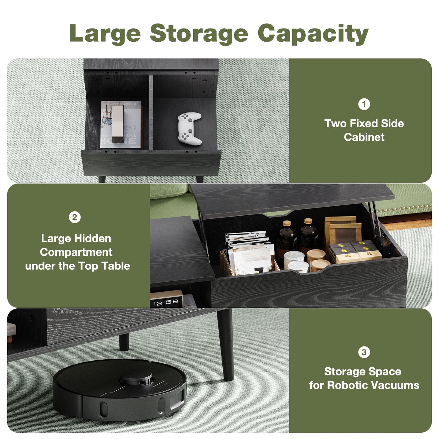 Lift Top Coffee Tables For Living Room 39.37"x19.7" Desk Tea Wood Dining Tables Adjustable Storage Shelf Easy Lift Or Lower