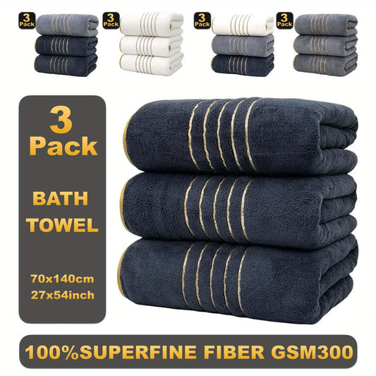 3pcs Ultra-Soft Coral Bath Towel Set - Quick-Dry Luxury Spa & Gym Towels, Large Bath Sheets , Lightweight & Highly Absorbent