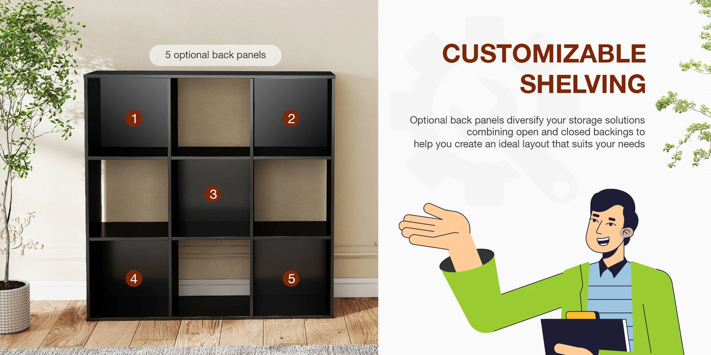 9 Cube Storage Organizer Wooden Shelf Bookcase Open Bookshelf for Living Room and Home Office Display Storage Bookcase