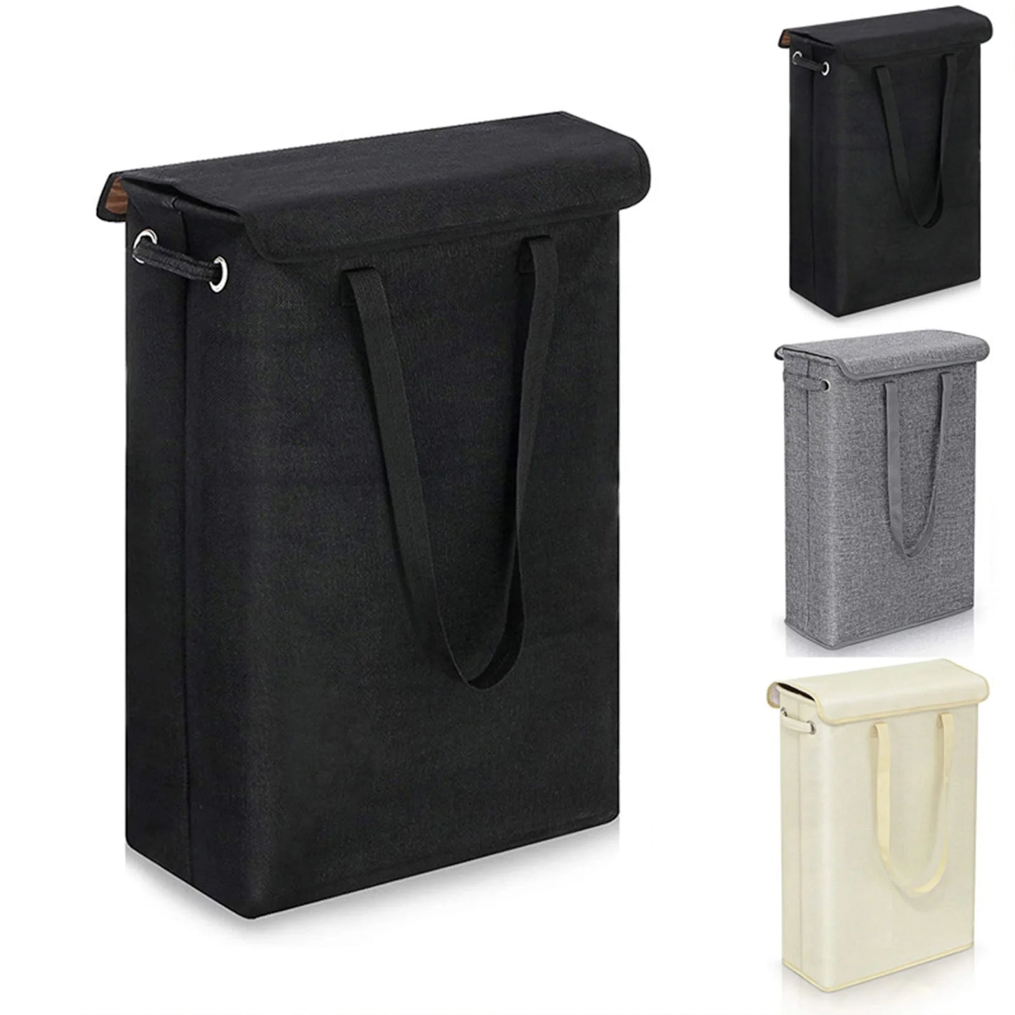 Clothes Hamper with Lid Collapsible Cotton-Like Linen Laundry Hamper for Home Bathroom or Travel Local Delivery
