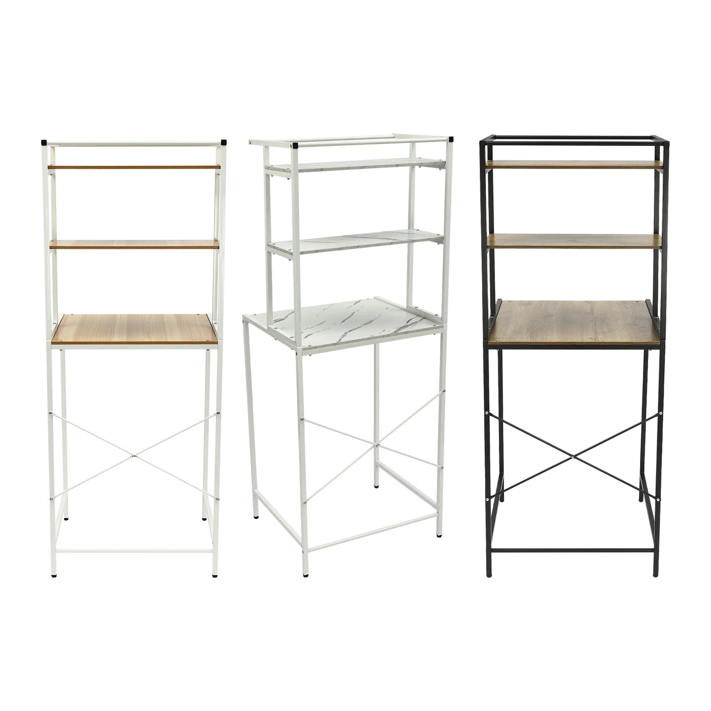 Over Washer and Dryer Storage Shelves 3 Tiers Standing Clothes Drying Rack with Basket for Laundry Room Balconies Porches