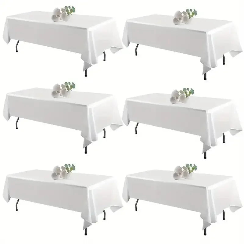 6Pcs Wrinkle Resistant Washable Polyester Table Cover ,White