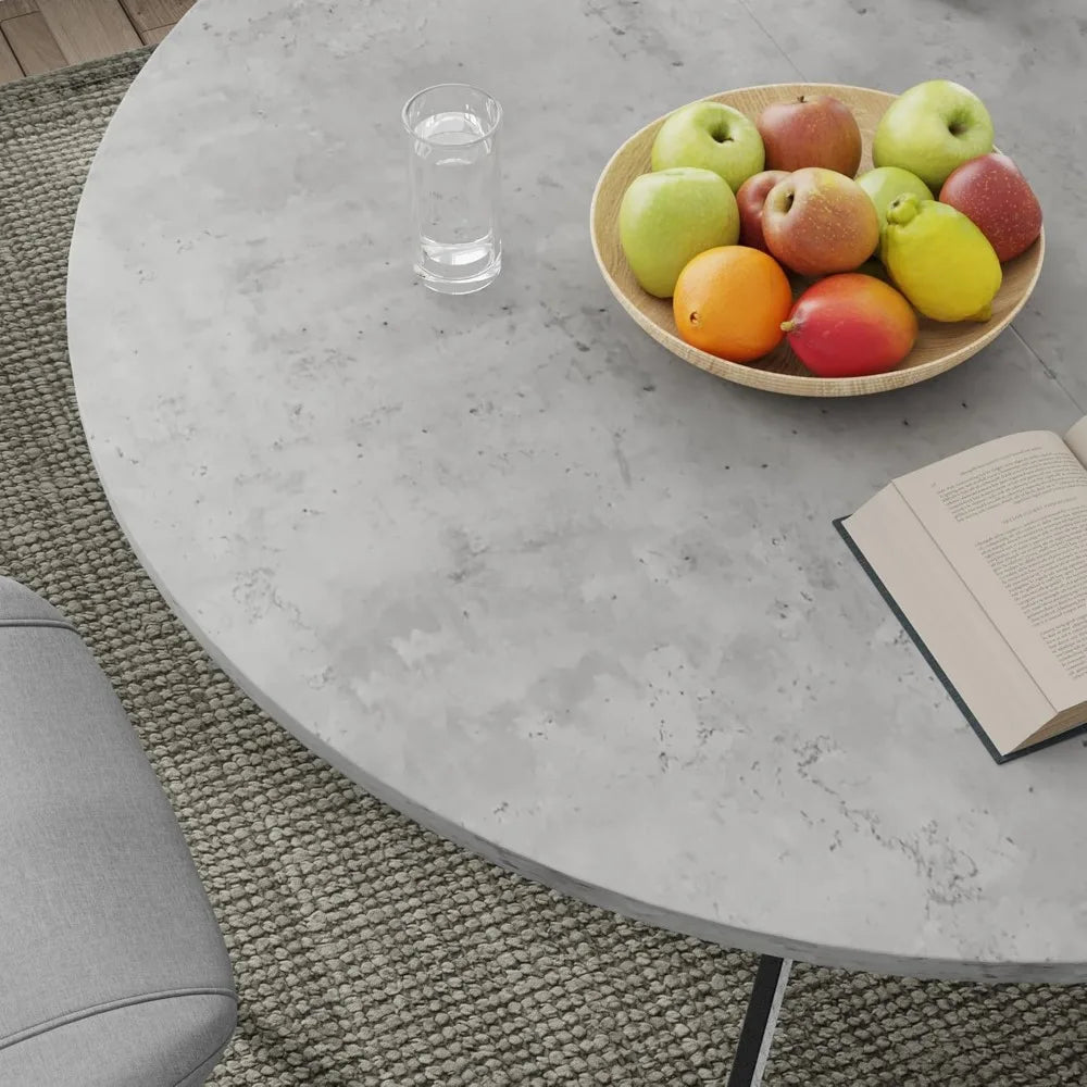 47" Round Dining Table Set for 4, Modern Kitchen Table Set with Steel Legs