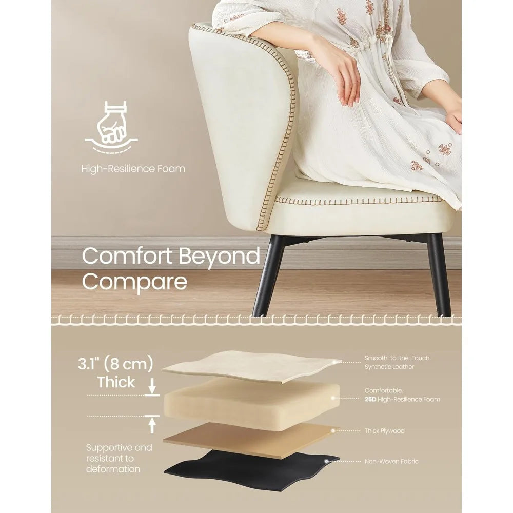 Dining Chairs Set of 2, Upholstered Kitchen Chairs, Comfortable Seat, Synthetic Leather with Stitching, Mid-C