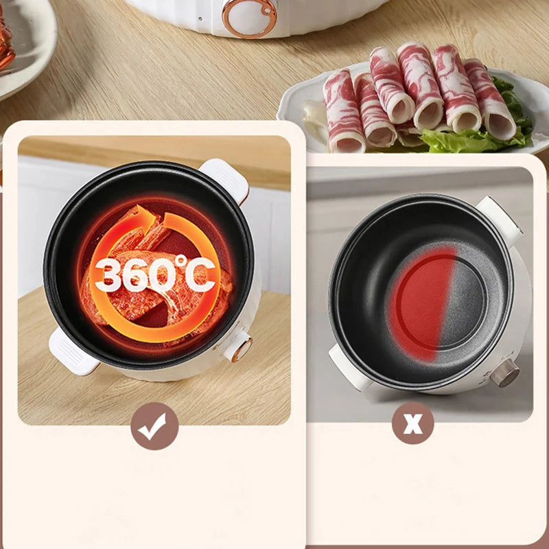 Portable Electric Multifunctional Cooker Household Double Layer Hot Pot Mini Non-stick Cookware