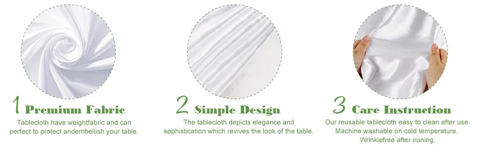 6Pcs Wrinkle Resistant Washable Polyester Table Cover ,White
