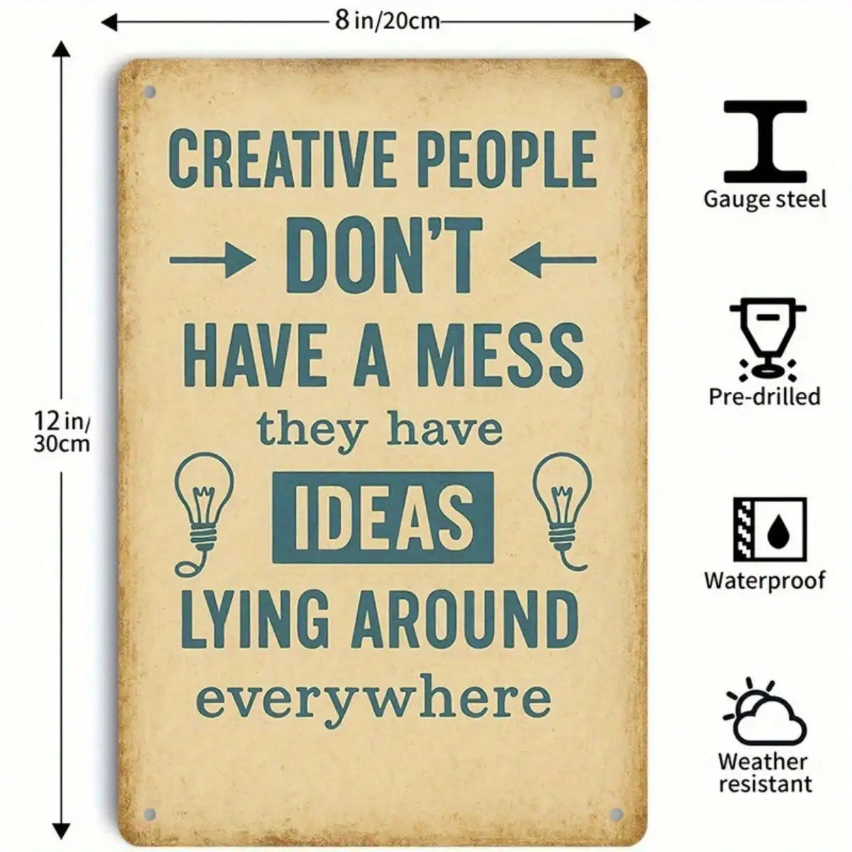 1PC Tin Sign Creative People Quote - Office/Studio Decor, Motivational Wall Art, 8x12 Inches/20x30 Cm