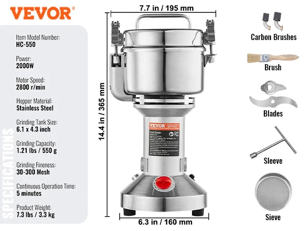 150-2500g Electric Grain Mill Grinder