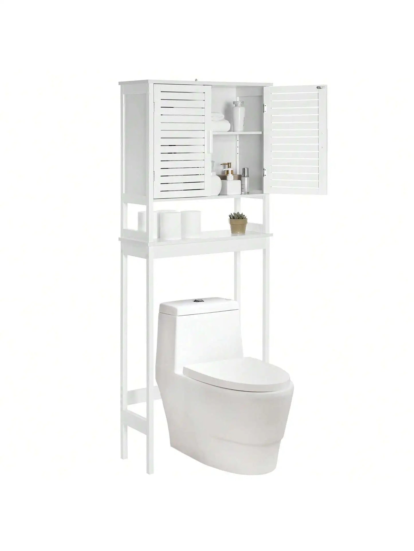 Over The Toilet Storage Cabinet, Bathroom Cabinet With Adjustable Inside Shelf And Bottom Stabilizer Bar